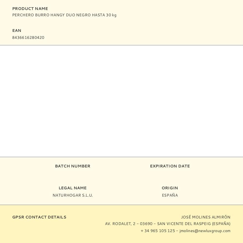 PERCHERO BURRO HANGY DUO NEGRO HASTA 30 kg gallery 7