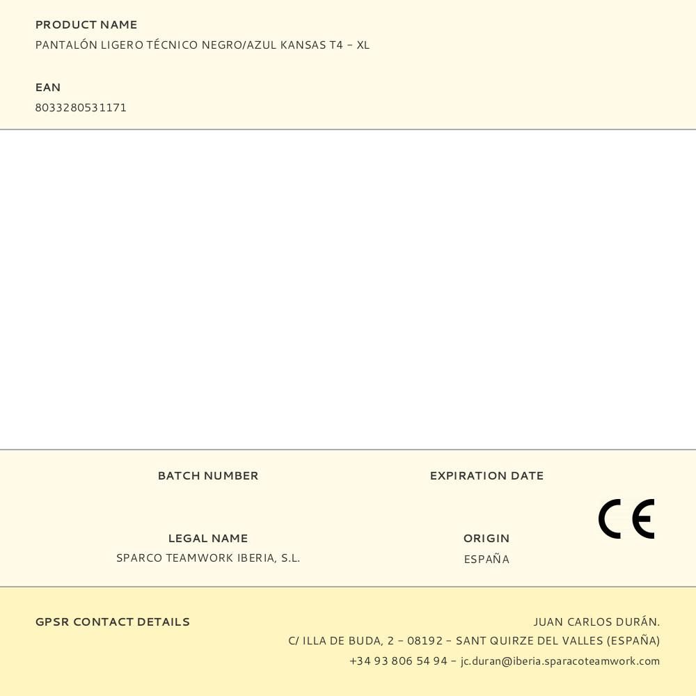 PANTALÓN LIGERO TÉCNICO NEGRO/AZUL KANSAS T4 - XL gallery 0