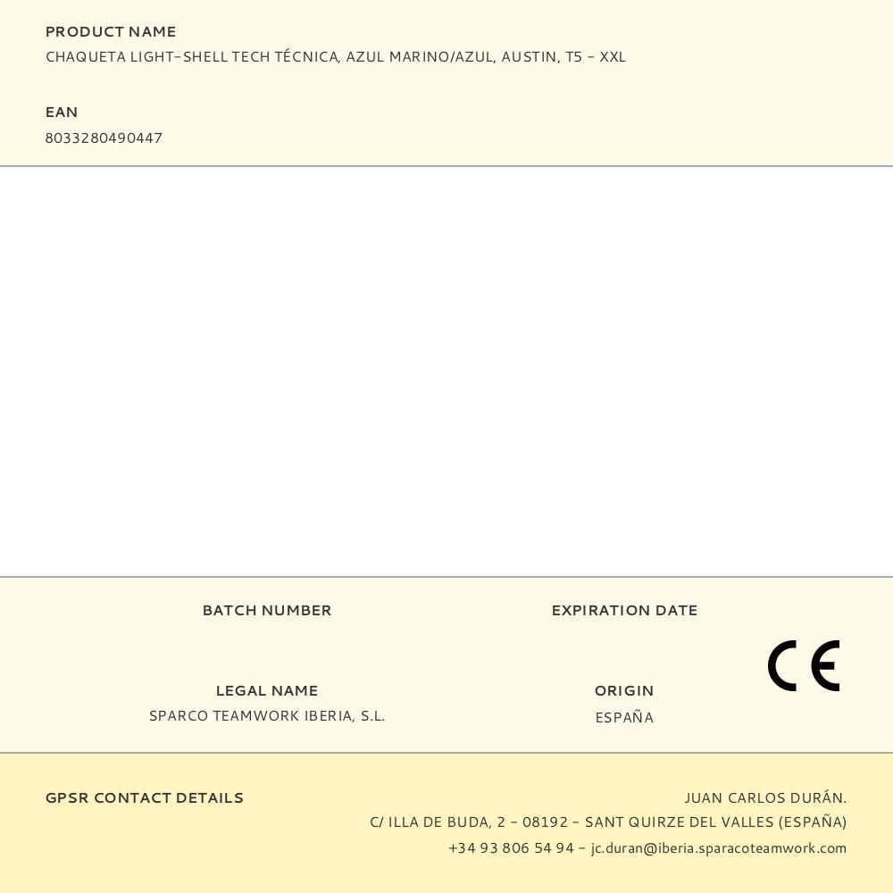 CHAQUETA LIGHT-SHELL TECH TÉCNICA, AZUL MARINO/AZUL, AUSTIN, T5 - XXL gallery 0