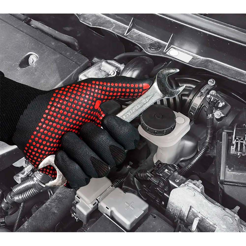 GUANTE NAILON / LICRA CON PALMA NITRILO FOAM/PUNTOS, AGILITY® DOTS, NEGRO Y ROJO, T-8 M gallery 1