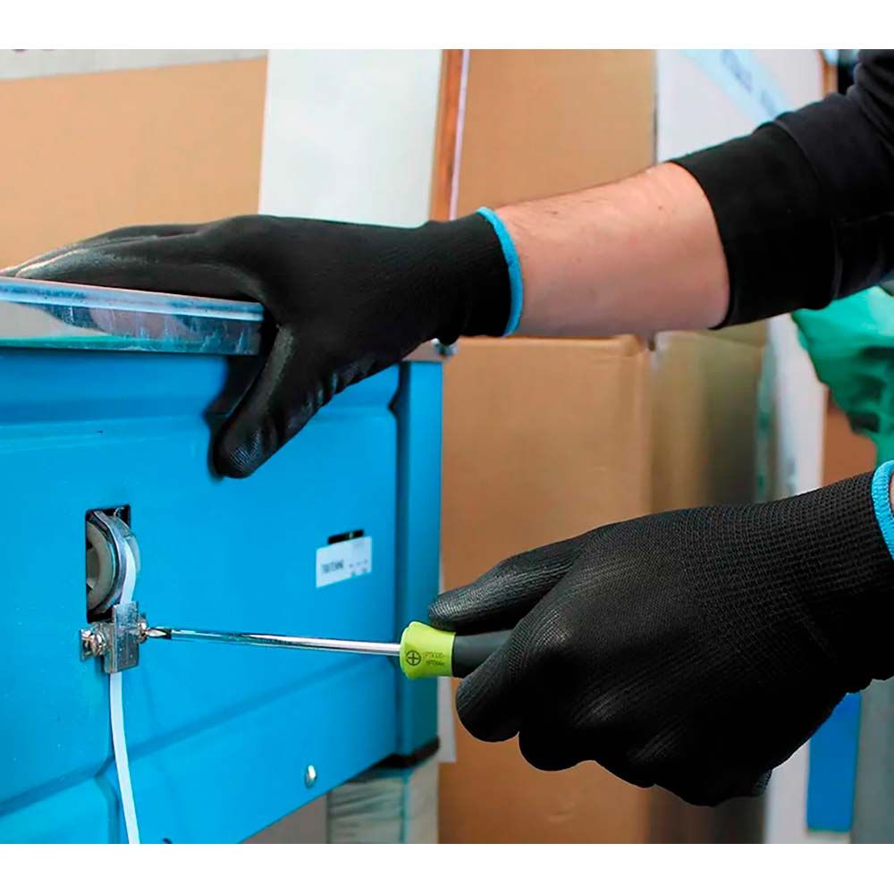 GUANTE POLIÉSTER CON PALMA POLIURETANO, KEEP SAFE, NEGRO, T-7 S gallery 1