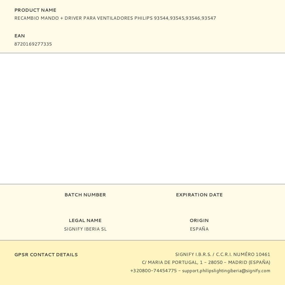 RECAMBIO MANDO + DRIVER PARA VENTILADORES PHILIPS 93544,93545,93546,93547 gallery 0