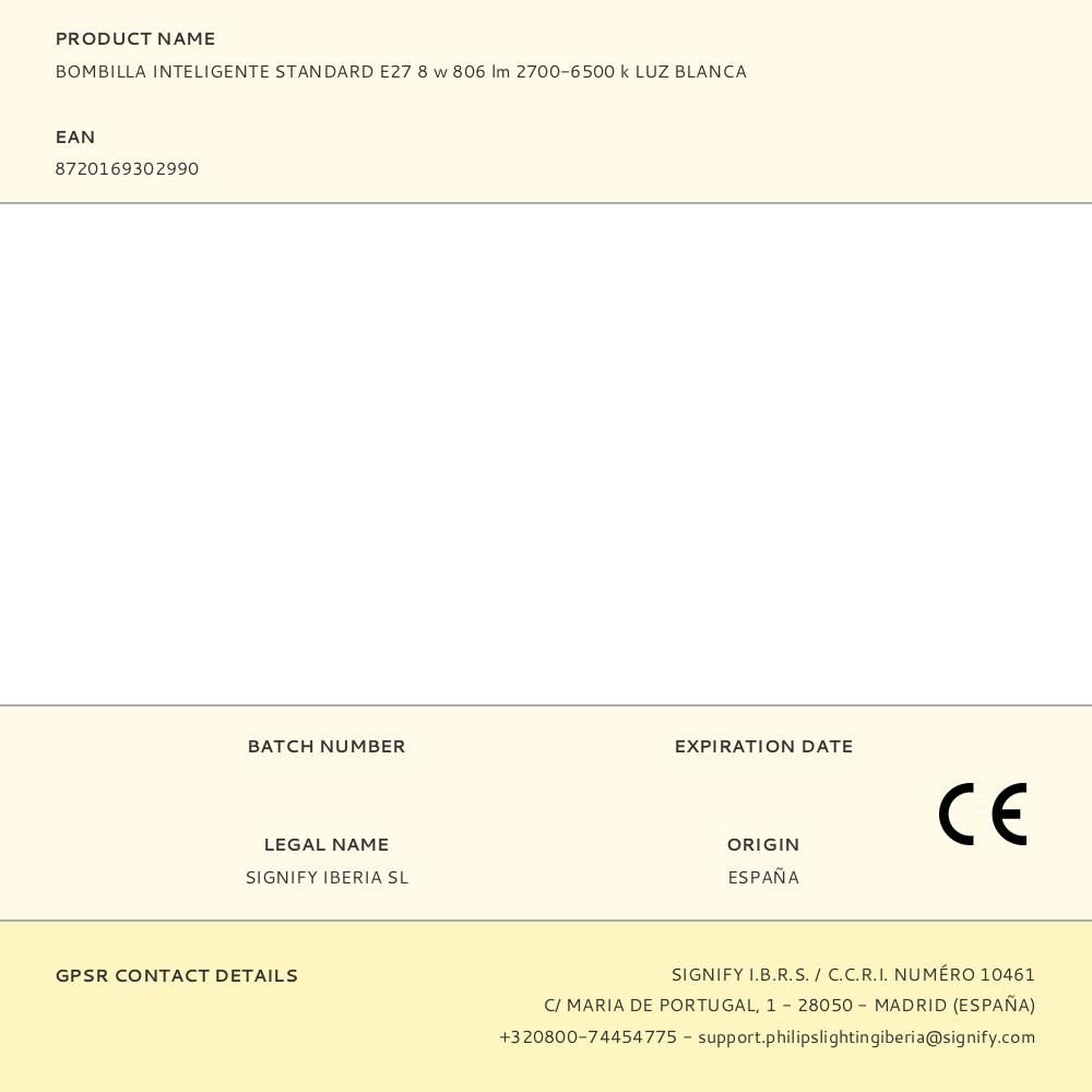 BOMBILLA INTELIGENTE STANDARD E27 8 w 806 lm 2700-6500 k LUZ BLANCA gallery 7