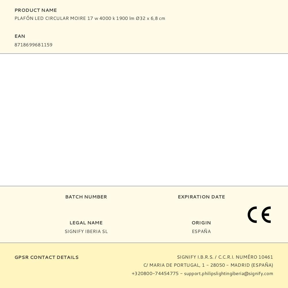 PLAFÓN LED CIRCULAR MOIRE 17 w 4000 k 1900 lm Ø32 x 6,8 cm gallery 1