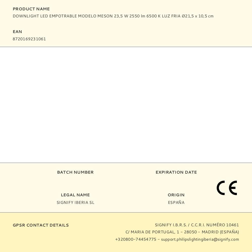 DOWNLIGHT LED EMPOTRABLE MODELO MESON 23,5 W 2550 lm 6500 K LUZ FRIA Ø21,5 x 10,5 cm gallery 2