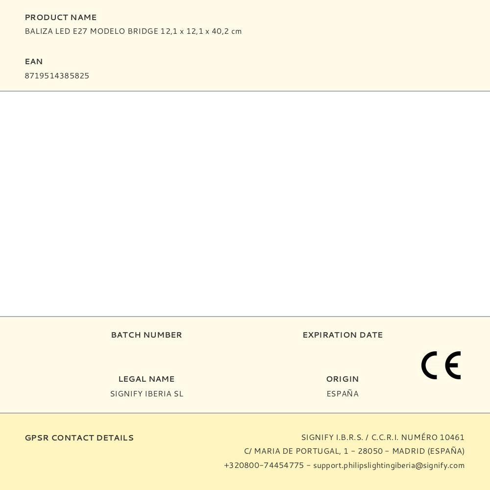 BALIZA LED E27 MODELO BRIDGE 12,1 x 12,1 x 40,2 cm gallery 2