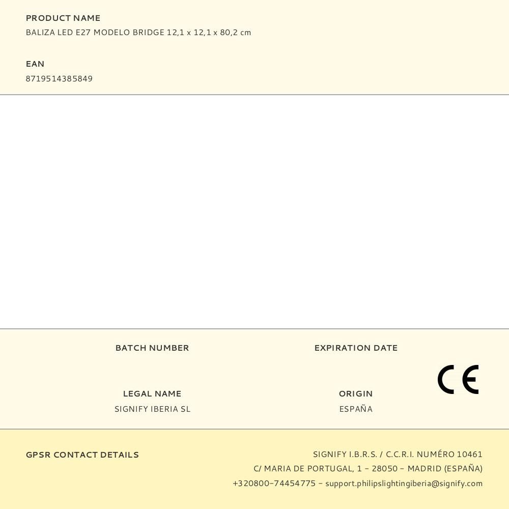 BALIZA LED E27 MODELO BRIDGE 12,1 x 12,1 x 80,2 cm gallery 3