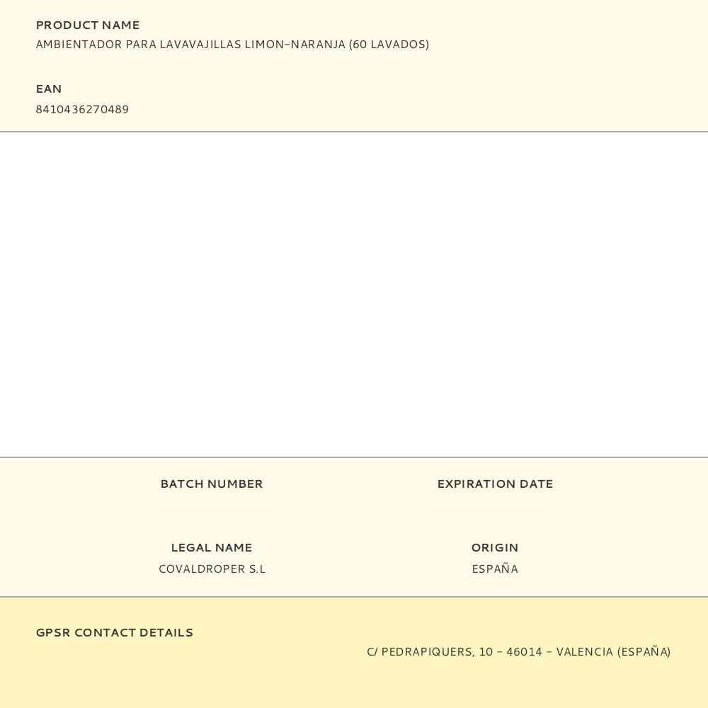 AMBIENTADOR PARA LAVAVAJILLAS LIMON-NARANJA (60 LAVADOS) gallery 0