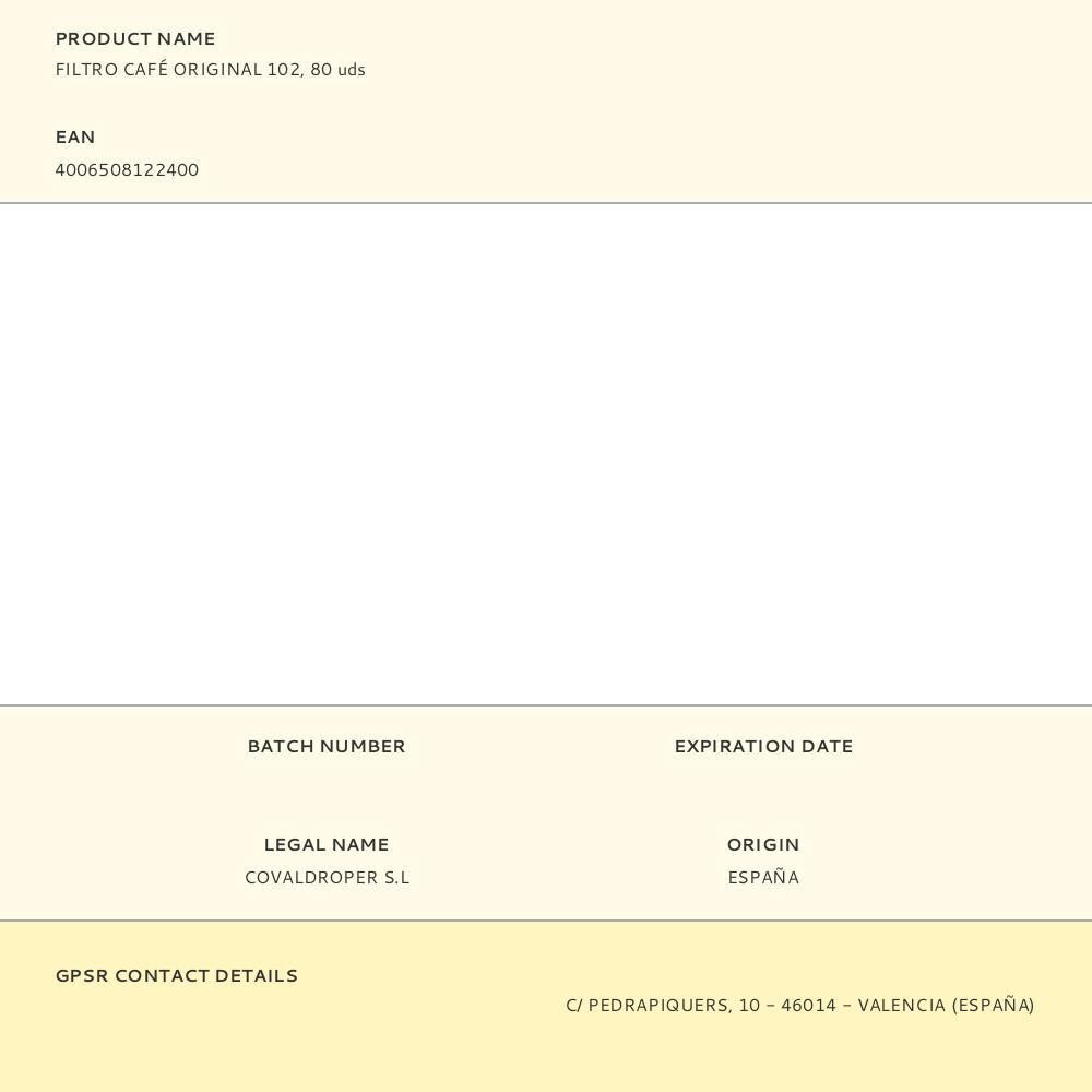 FILTRO CAFÉ ORIGINAL 102, 80 uds gallery 0