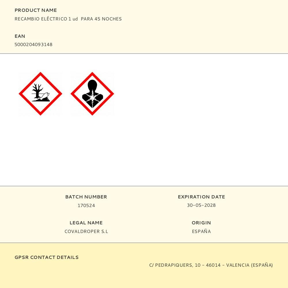 RECAMBIO ELÉCTRICO 1 ud (45 NOCHES) gallery 0