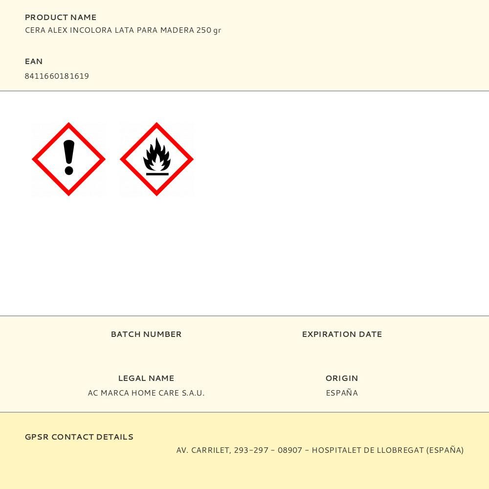 CERA PARA MADERA INCOLORA 250 g gallery 0