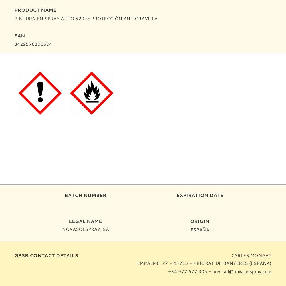 PINTURA EN SPRAY AUTO 520 cc PROTECCIÓN ANTIGRAVILLA gallery 0