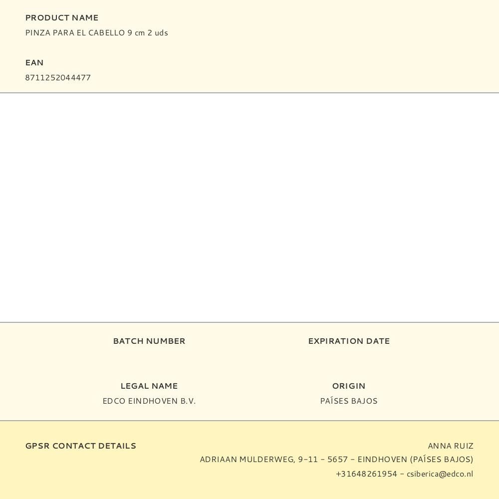 PINZA PARA EL CABELLO 9 cm 2 uds gallery 1