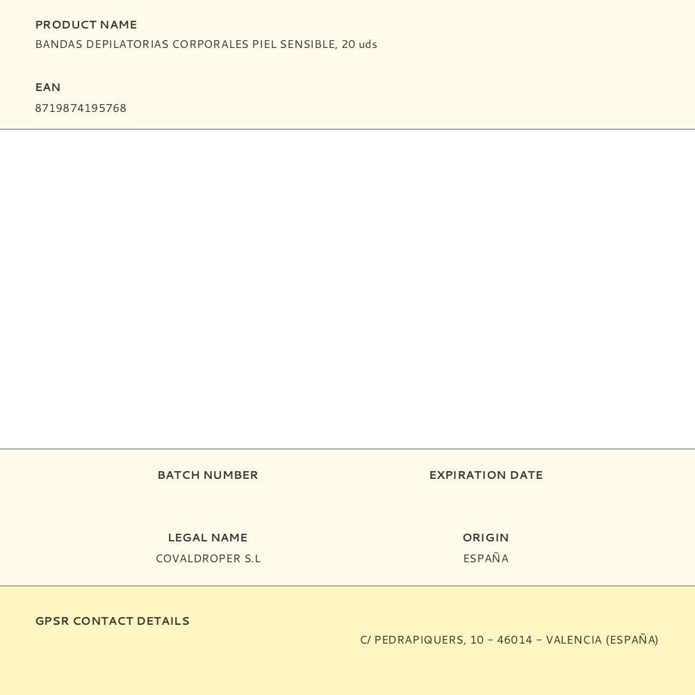 BANDAS DEPILATORIAS CORPORALES PIEL SENSIBLE, 20 uds gallery 0