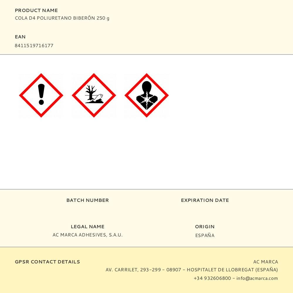 COLA D4 POLIURETANO BIBERÓN 250 g gallery 0