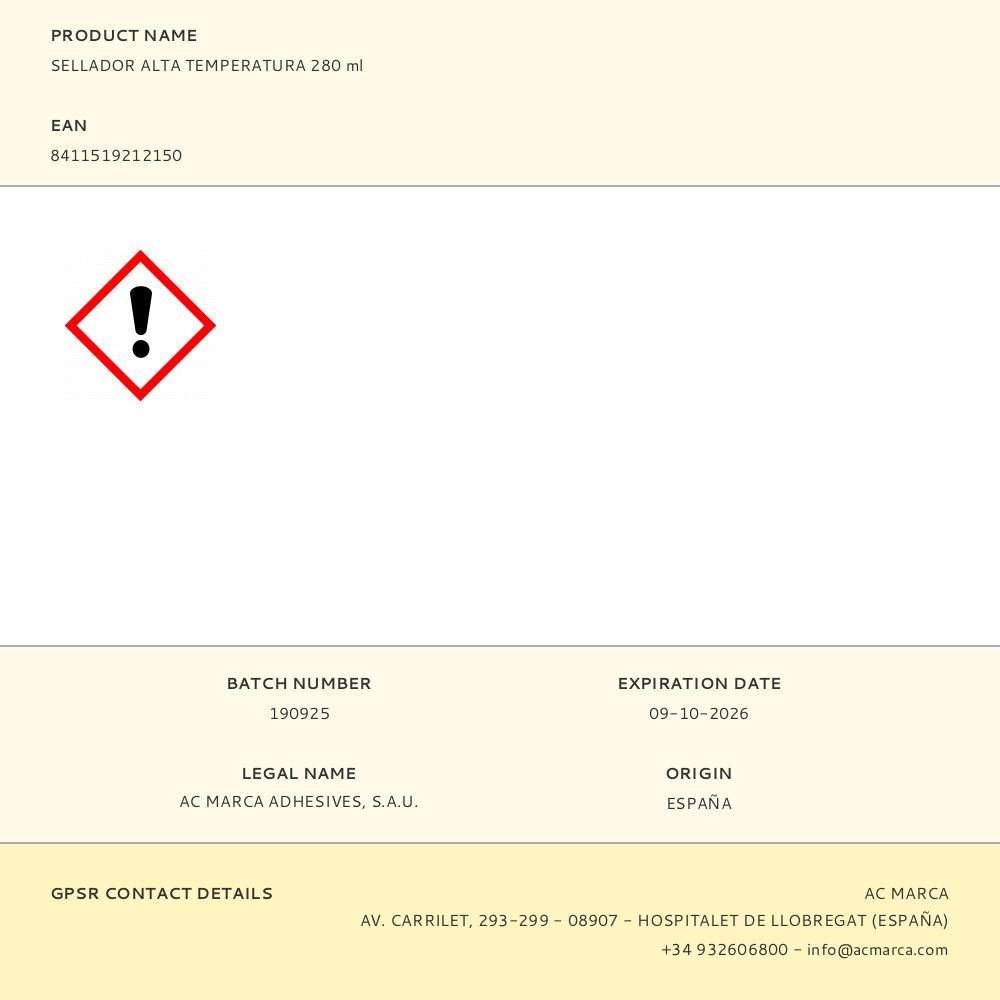 SELLADOR ALTA TEMPERATURA 280 ml gallery 0