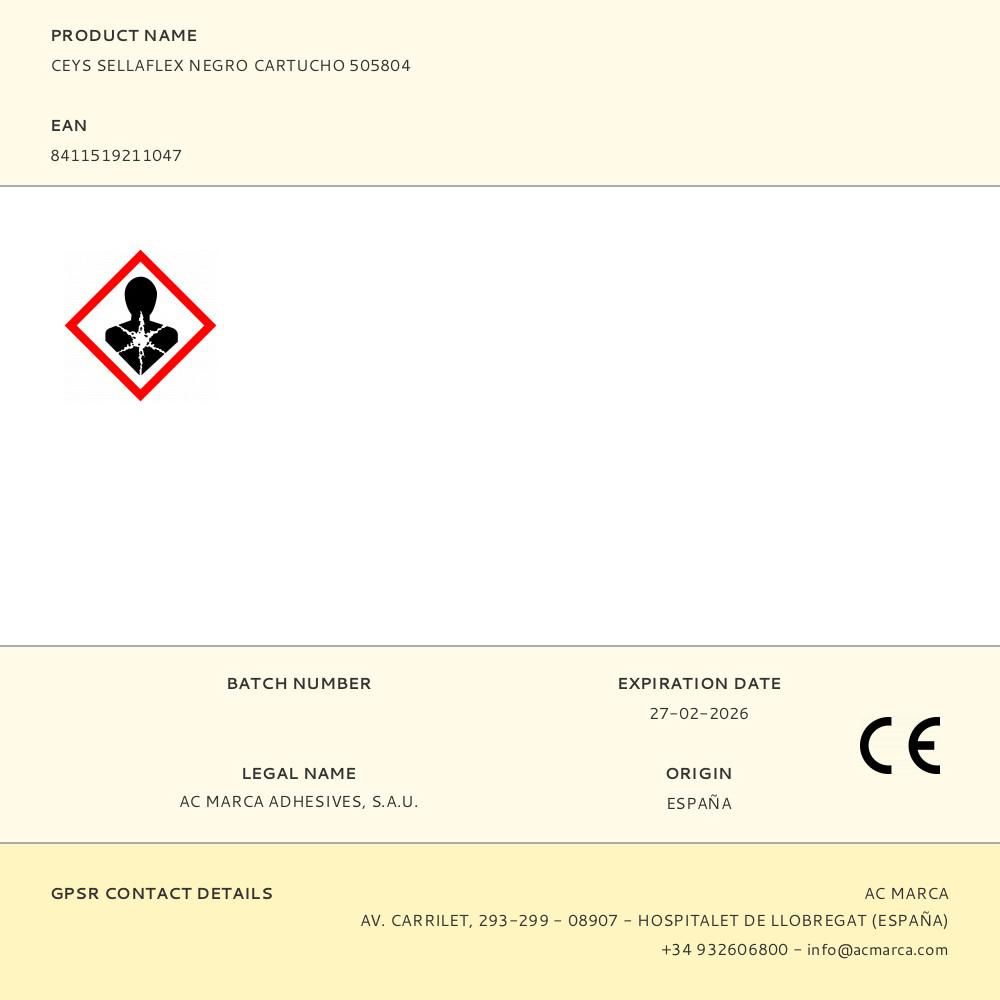 CEYS SELLAFLEX NEGRO CARTUCHO 505804 gallery 0