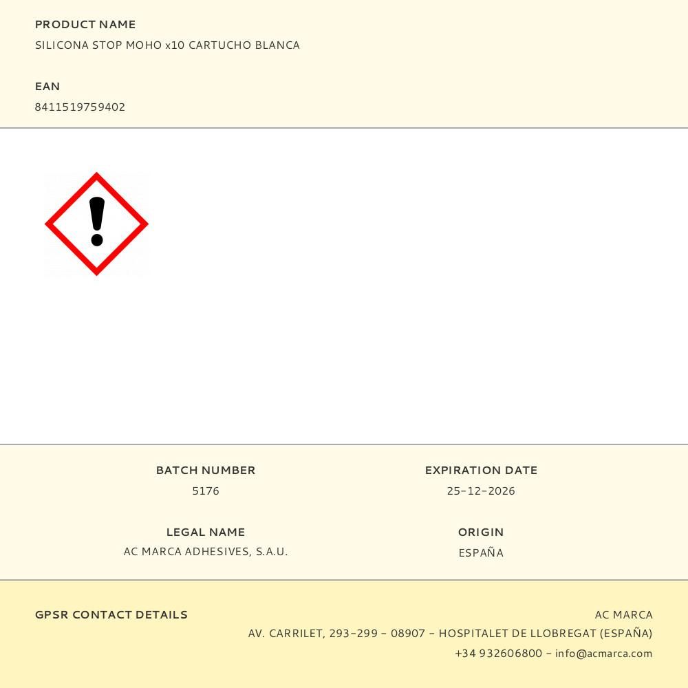 SILICONA STOP MOHO x10 BLANCO 280 ml gallery 0