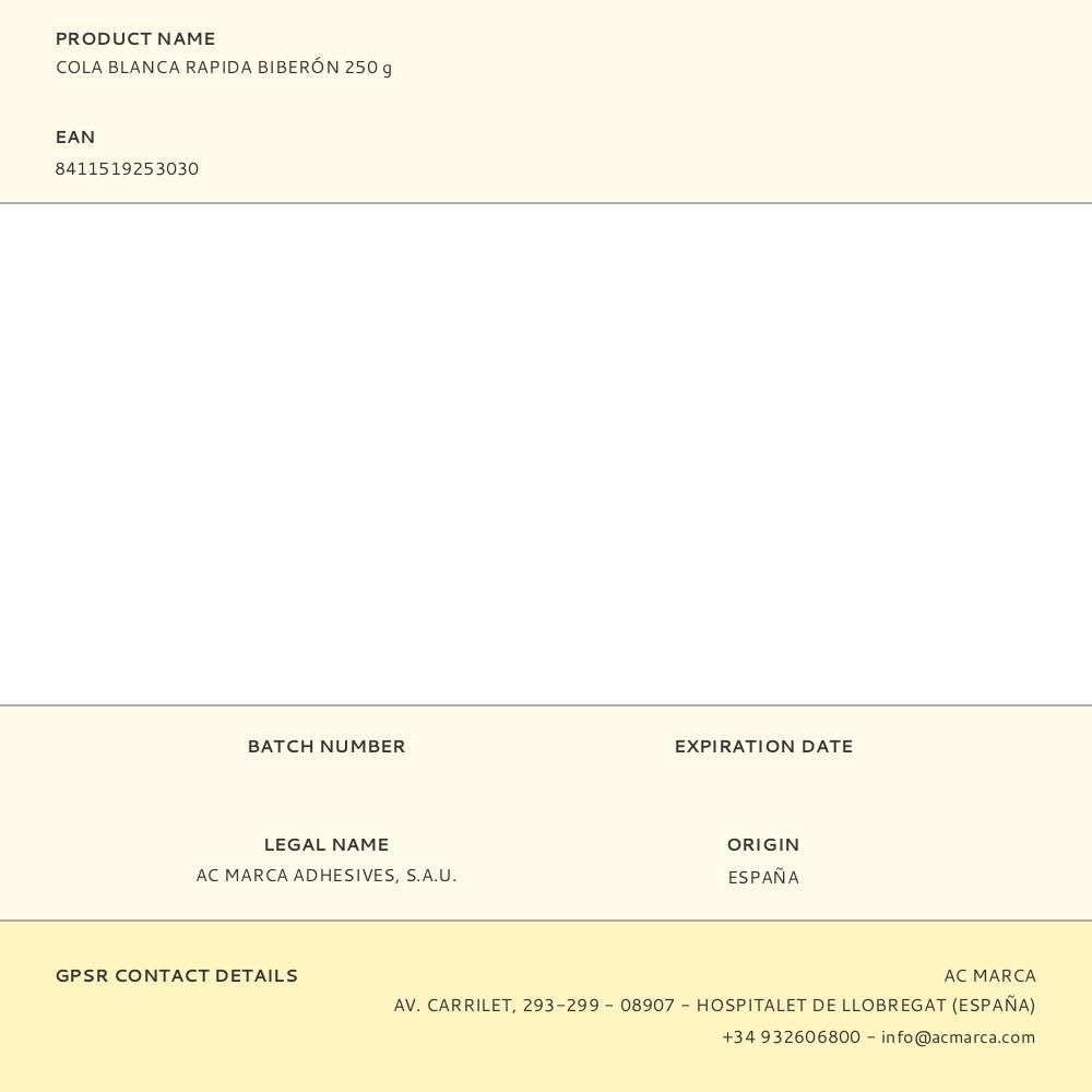 COLA BLANCA RAPIDA BIBERÓN 250 g gallery 0