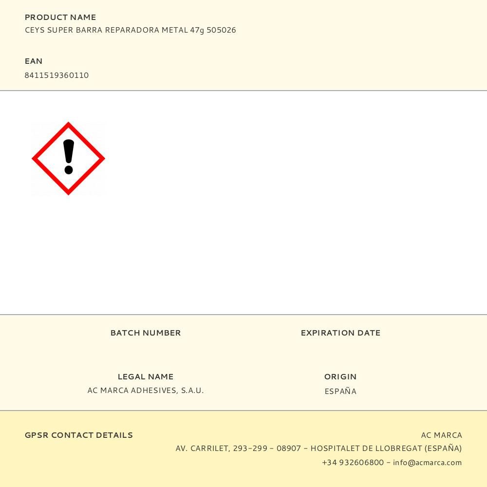 CEYS SUPER BARRA REPARADORA METAL 47g 505026 gallery 0