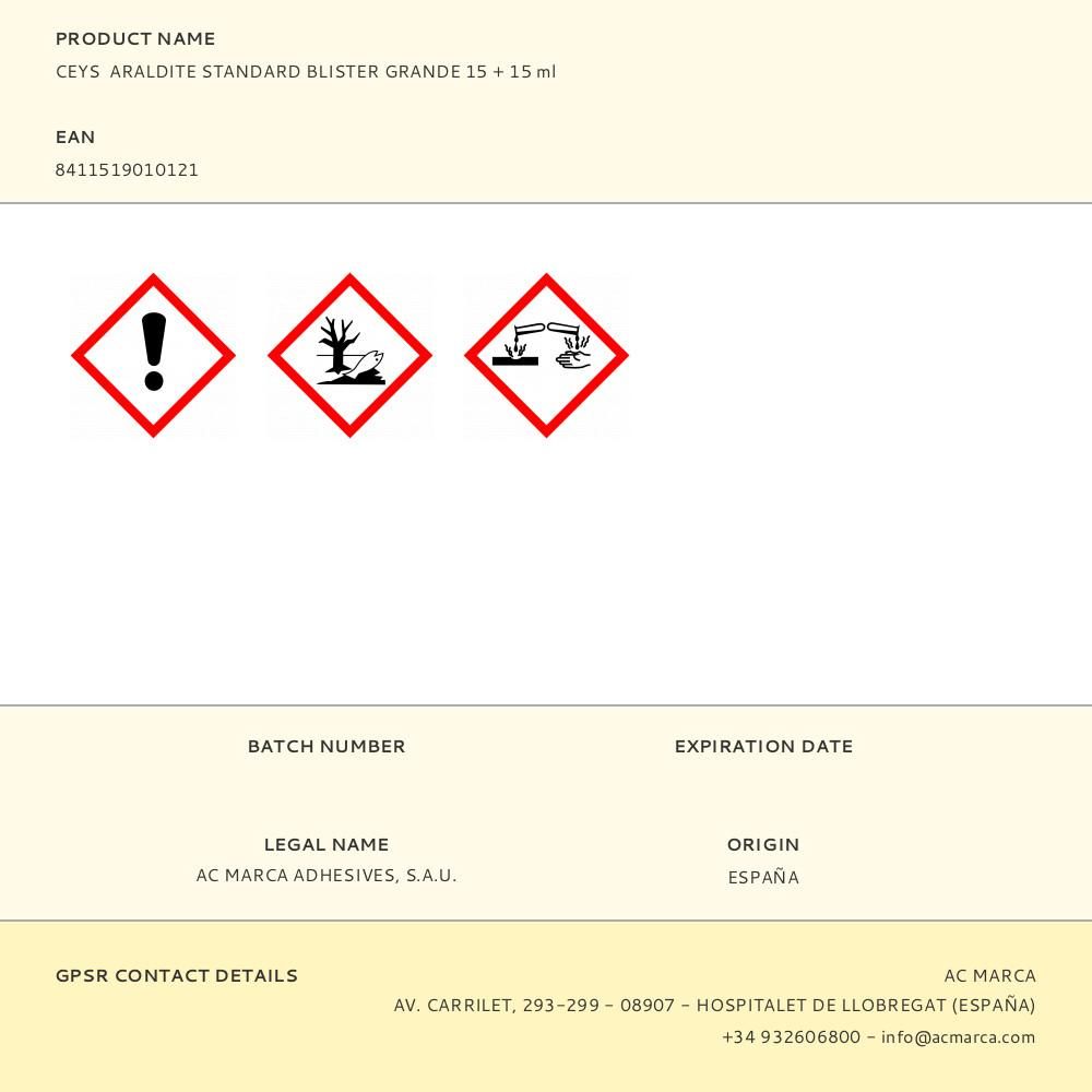 CEYS ARALDITE STANDARD BLISTER GRANDE 15 + 15 ml gallery 0