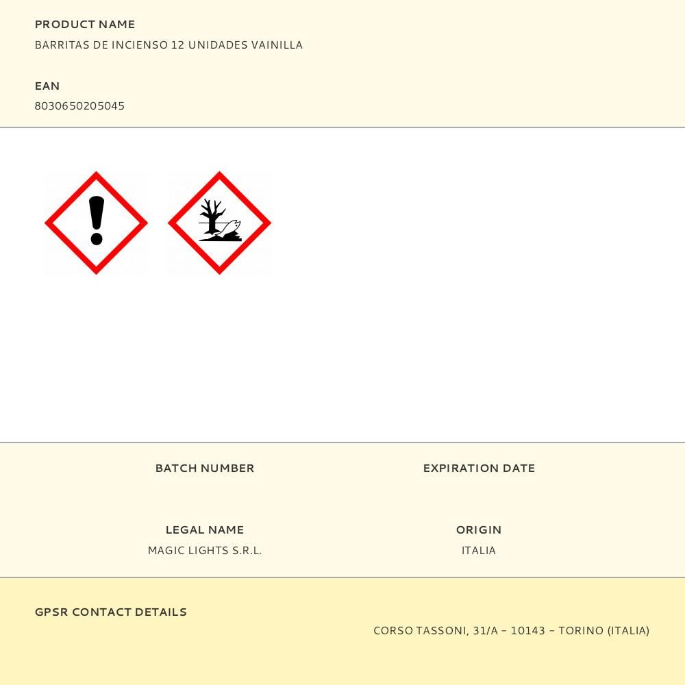 BARRITAS DE INCIENSO 12 UNIDADES VAINILLA gallery 1