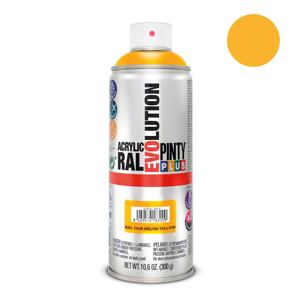 PINTURA ACRÍLICA SPRAY EVOLUTION 520 cc RAL 1028 MELON YELLOW 300 g