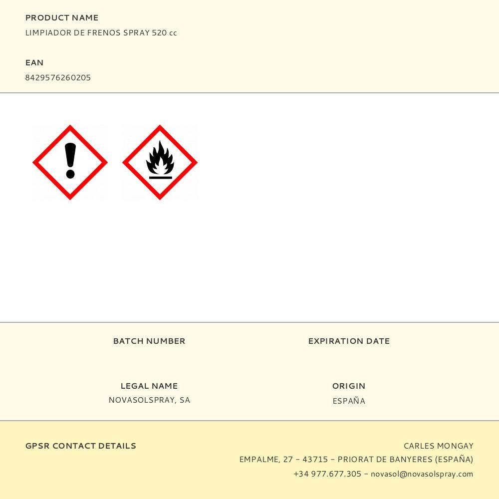 LIMPIADOR DE FRENOS SPRAY 520 cc gallery 0