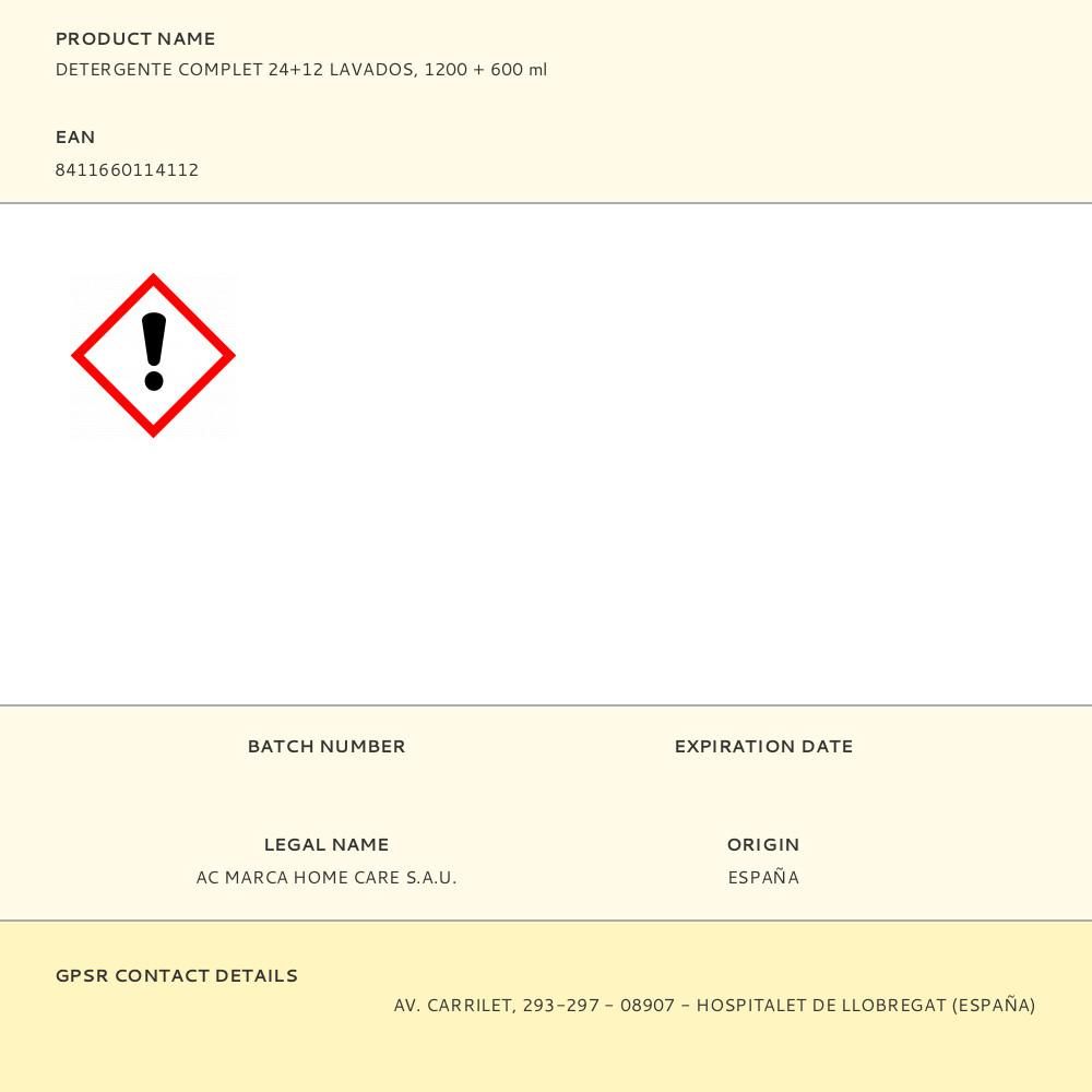 DETERGENTE COMPLET 24+12 LAVADOS, 1200 + 600 ml gallery 0