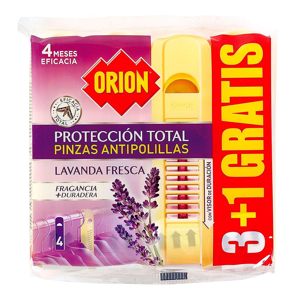 PINZAS ANTI POLILLAS Y ANTI ÁCAROS, FRAGANCIA LAVANDA, 3+1 GRATIS