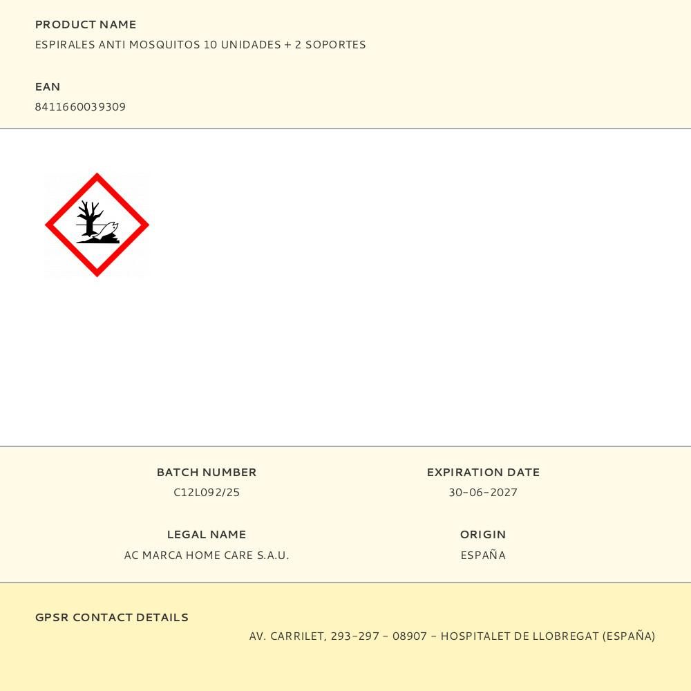 ESPIRAL ANTI-MOSQUITOS, 10 uds + 2 SOPORTES gallery 0