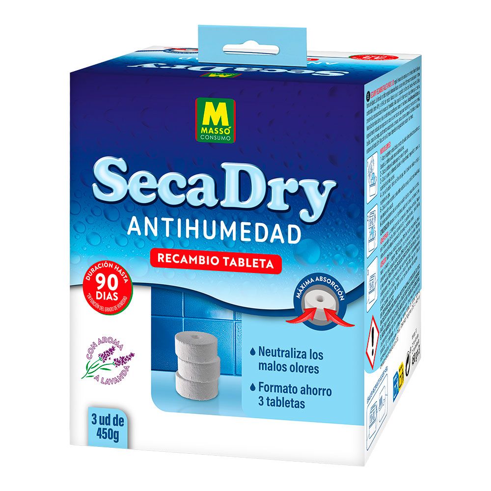 RECAMBIO SECADRY ANTIHUMEDAD TABLETA, 3 x 450 g