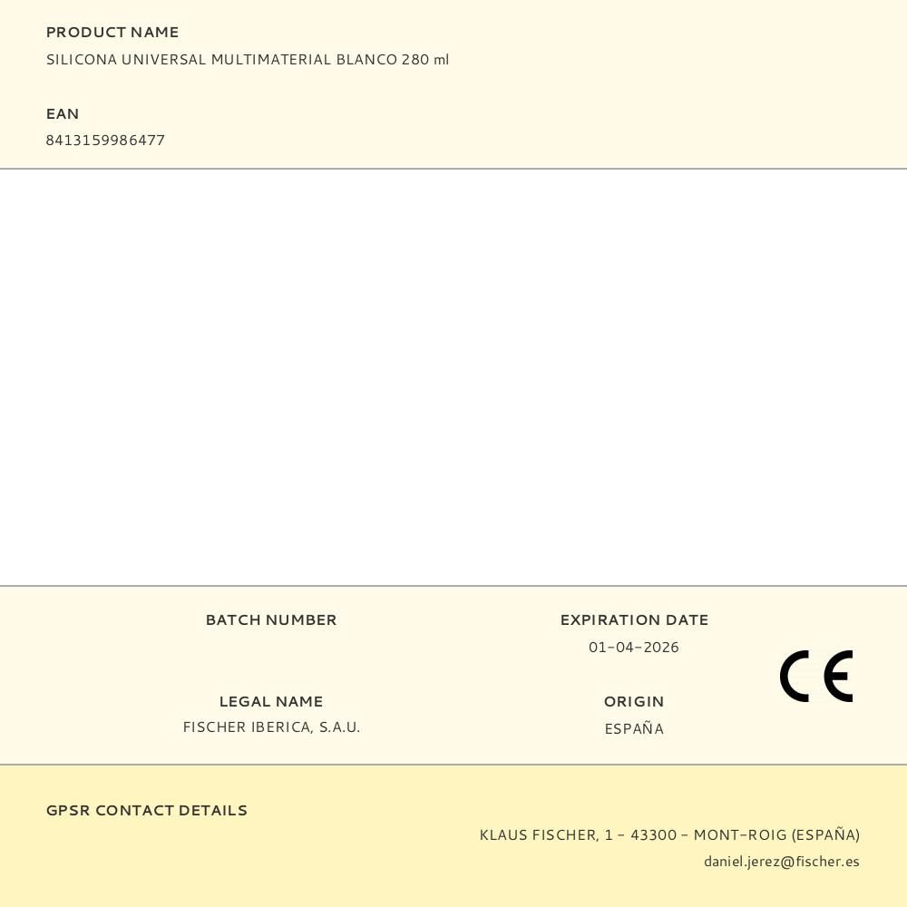 SILICONA UNIVERSAL MULTIMATERIAL BLANCO 280 ml gallery 0