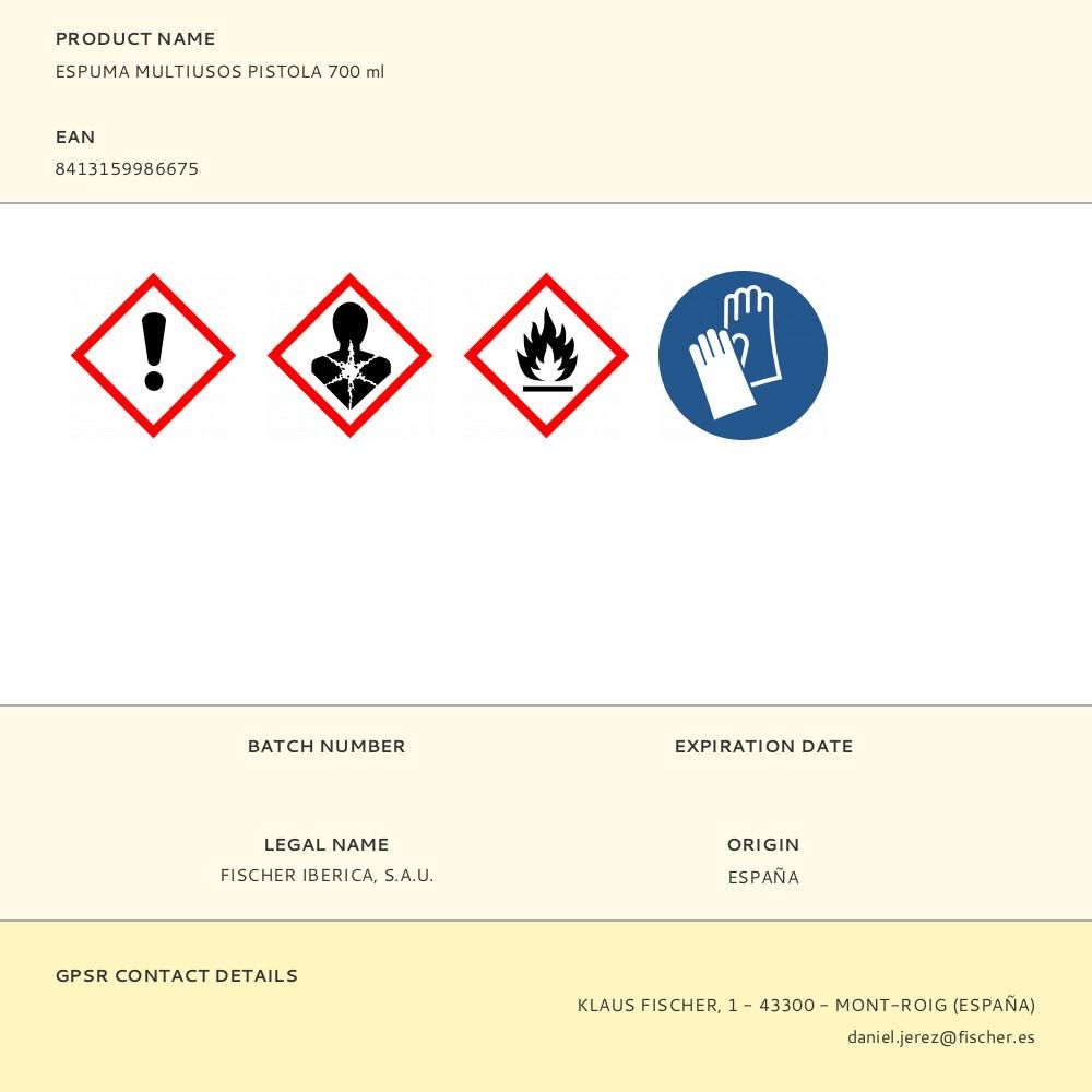 ESPUMA MULTIUSOS PISTOLA 700 ml gallery 0