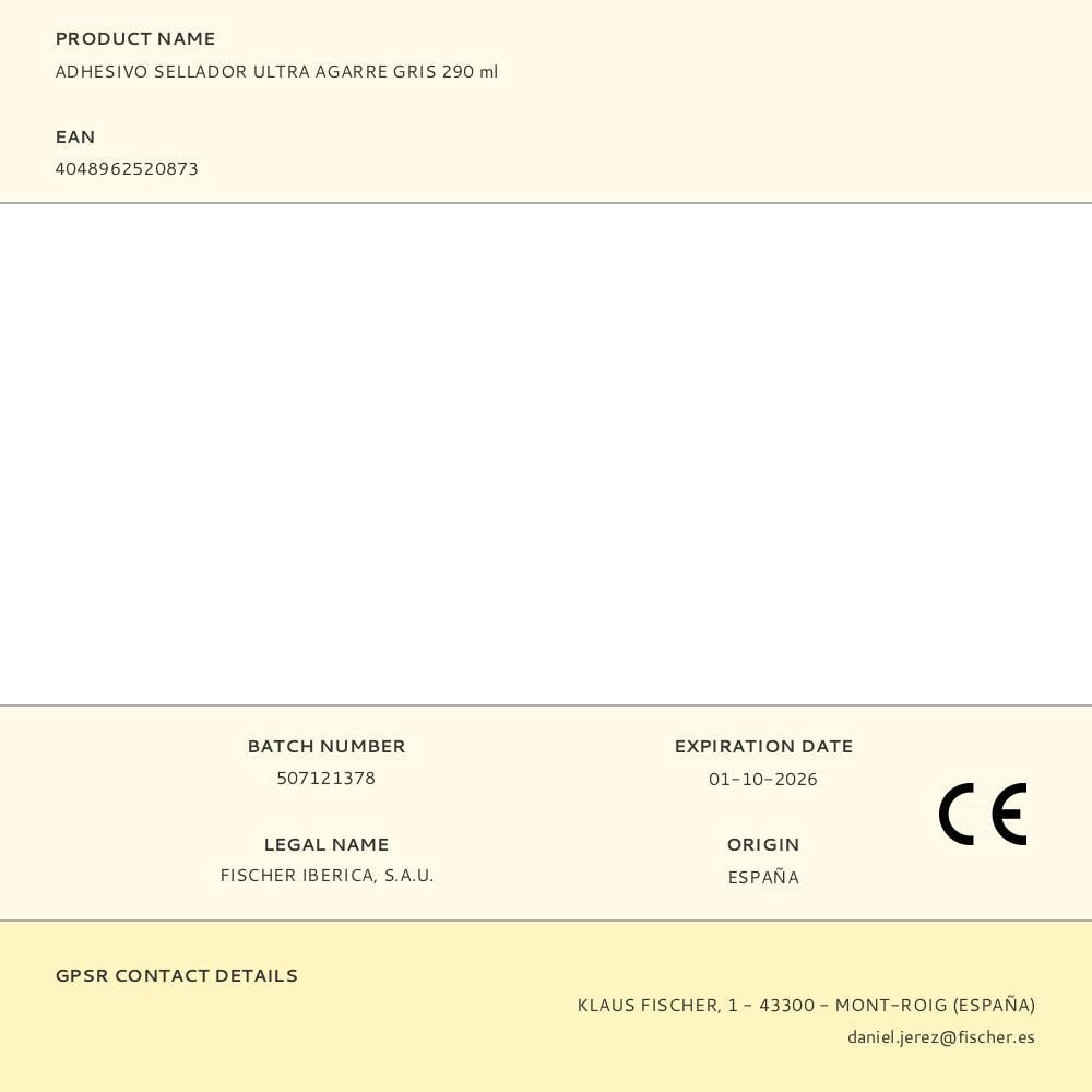 ADHESIVO SELLADOR ULTRA AGARRE GRIS 290 ml gallery 0