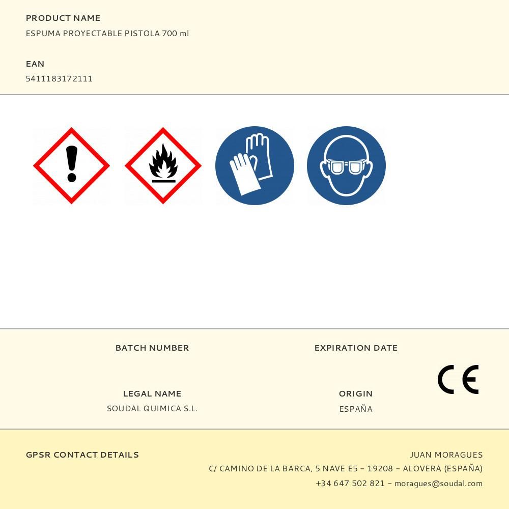 ESPUMA PROYECTABLE PISTOLA 700 ml gallery 0