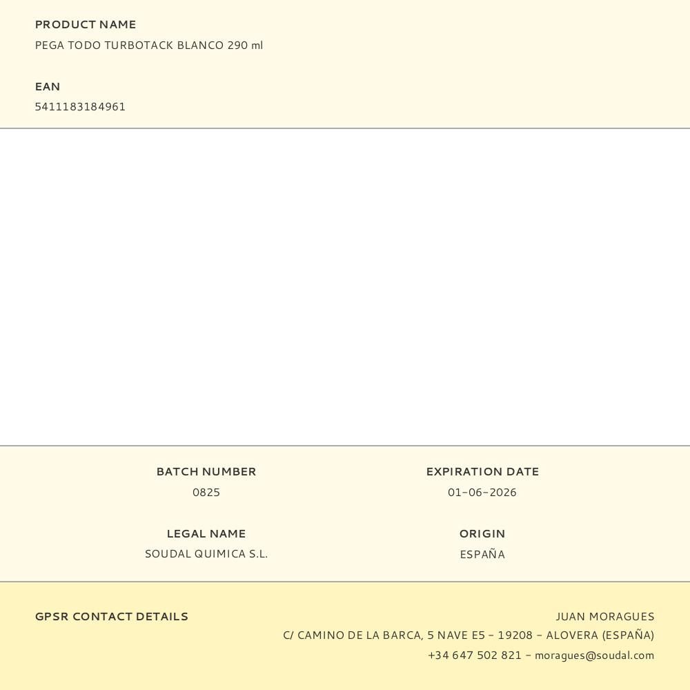 PEGA TODO TURBOTACK BLANCO 290 ml gallery 0