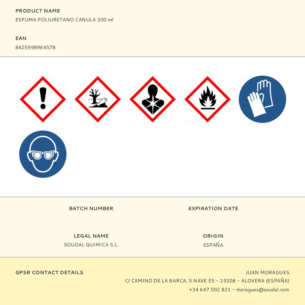 ESPUMA POLIURETANO CANULA 300 ml gallery 0