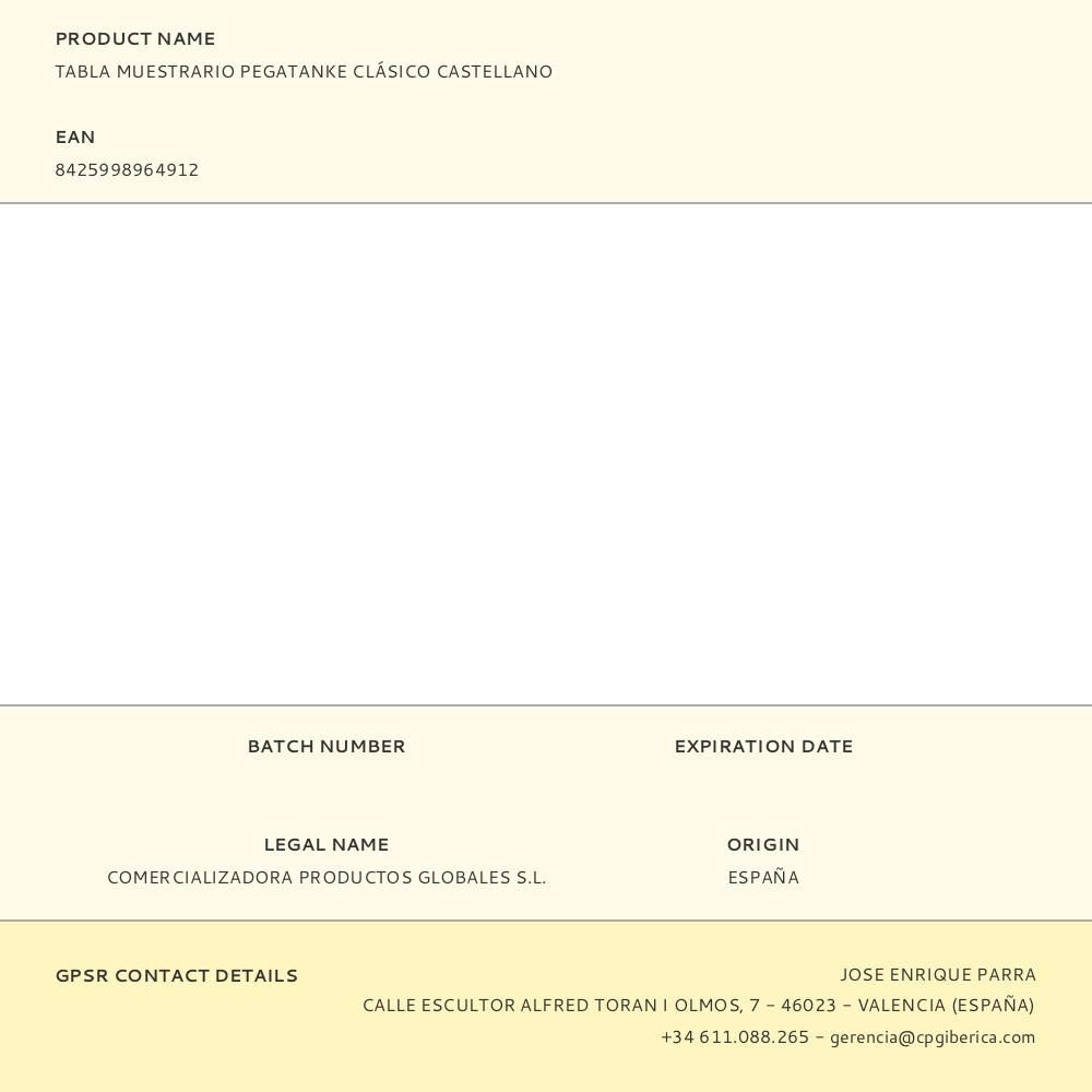 TABLA MUESTRARIO PEGATANKE CLÁSICO CASTELLANO gallery 1