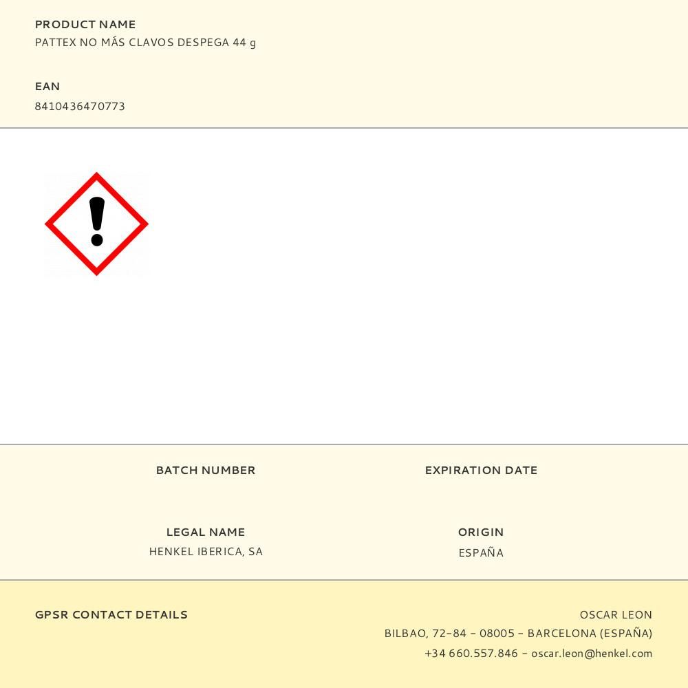 PATTEX NO MÁS CLAVOS DESPEGA 44 g gallery 0