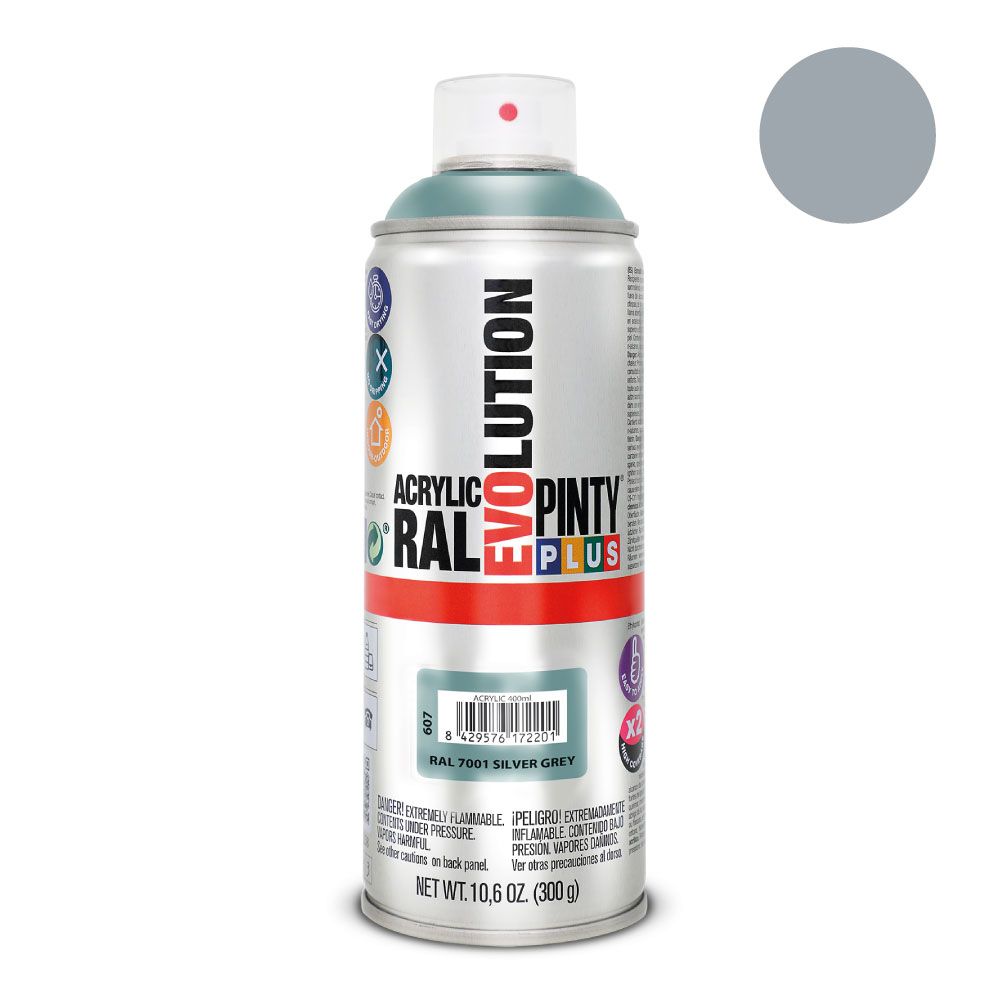 PINTURA ACRÍLICA SPRAY EVOLUTION 520 cc RAL 7001 SILVER GREY 300 g