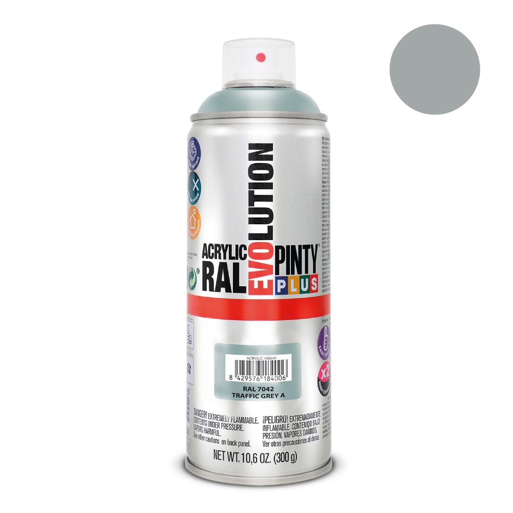 PINTURA ACRÍLICA SPRAY EVOLUTION 520 cc RAL 7042 TRAFFIC GREY 300 g