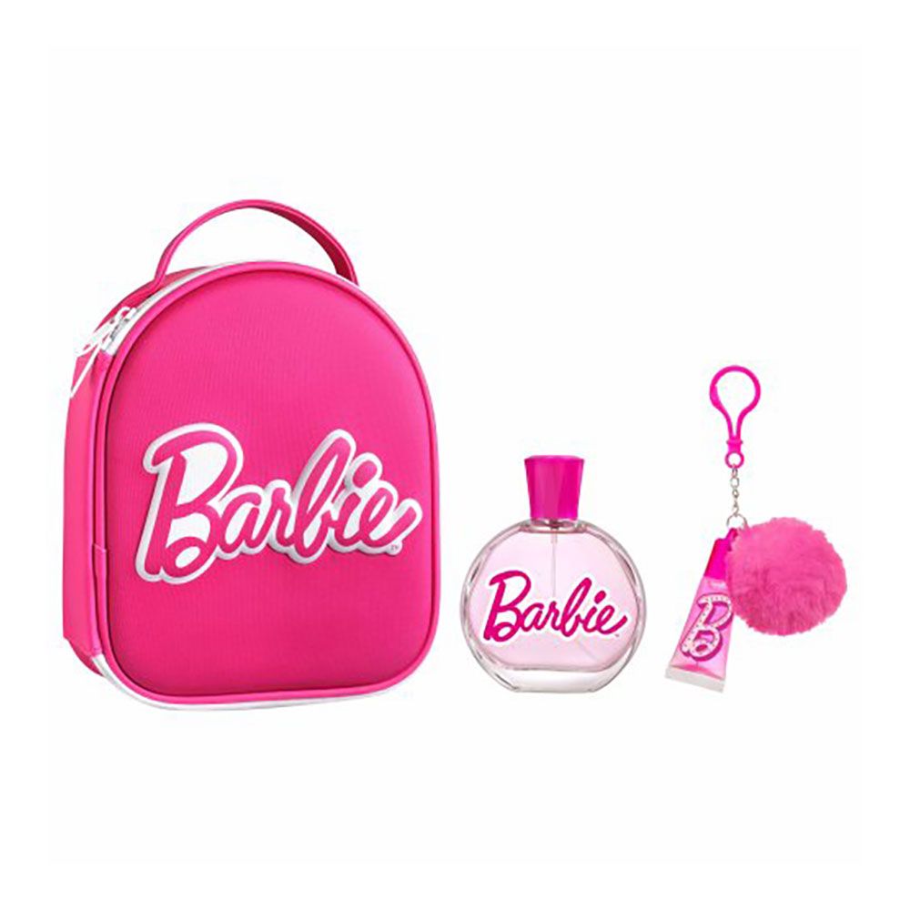 NECESER BARBIE CON COLONIA 100 ml + BRILLO DE LABIOS Y LLAVERO
