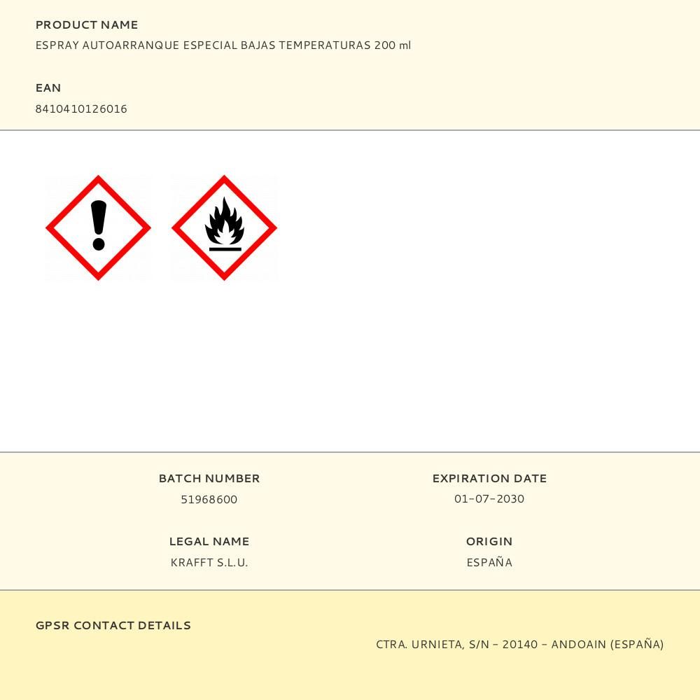 SPRAY AUTOARRANQUE ESPECIAL BAJAS TEMPERATURAS 200 ml gallery 0