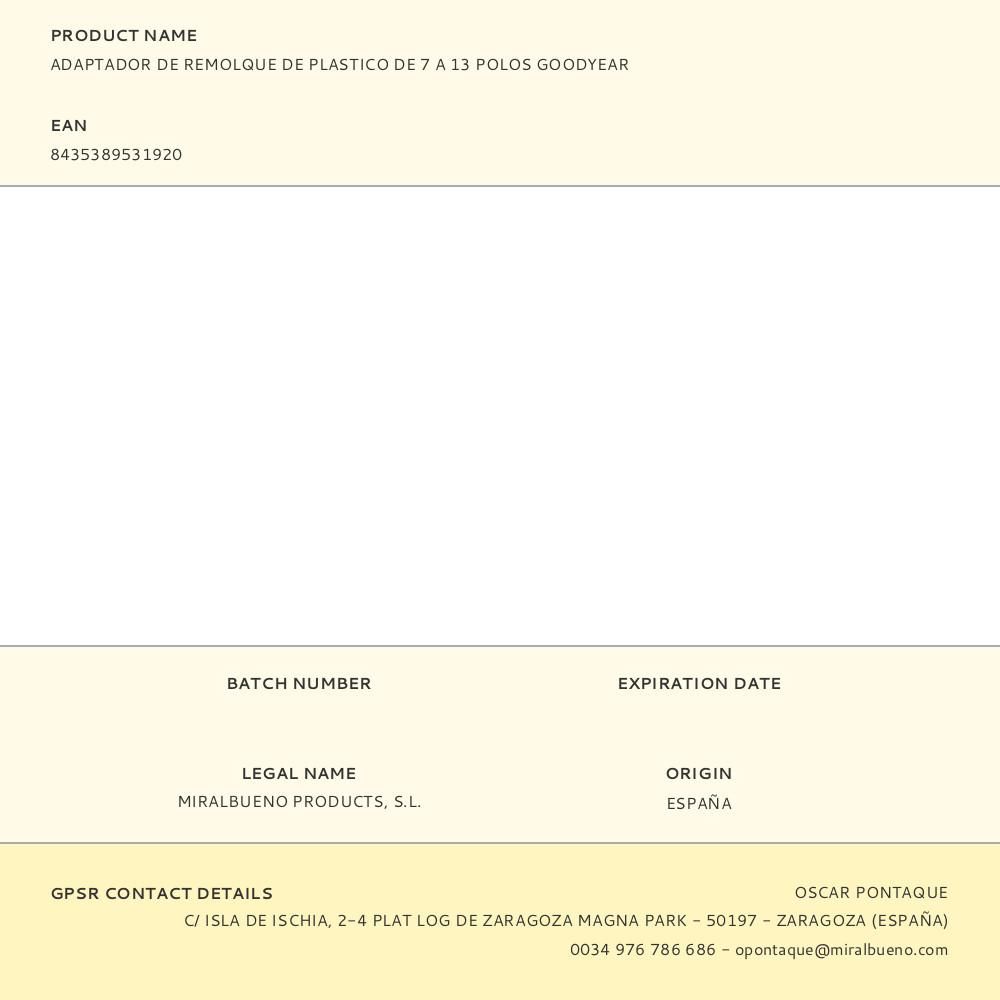 ADAPTADOR DE REMOLQUE DE PLASTICO DE 7 A 13 POLOS GOODYEAR gallery 1