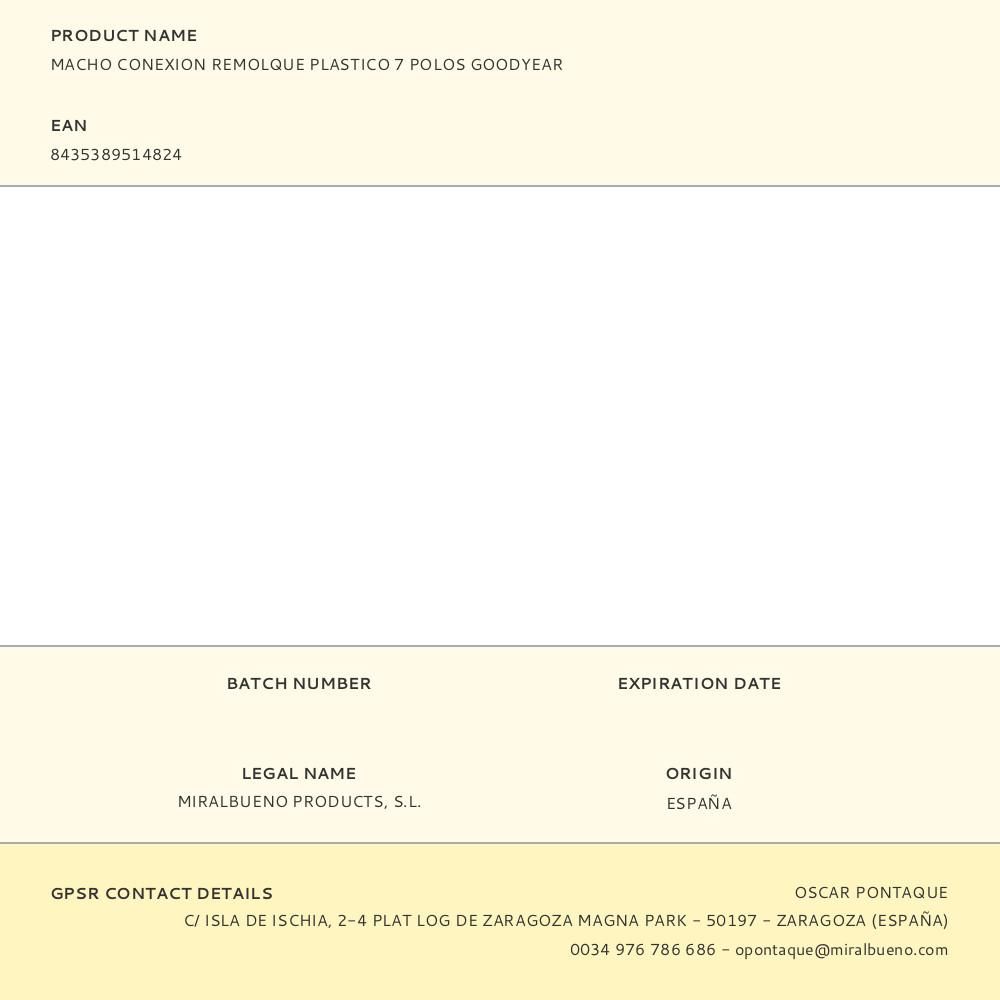 MACHO CONEXION REMOLQUE PLASTICO 7 POLOS GOODYEAR gallery 0