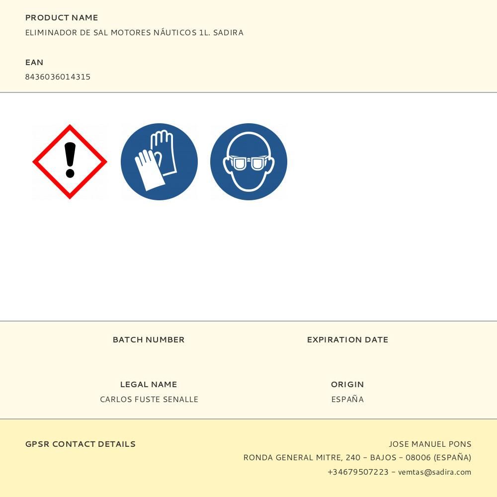 ELIMINADOR DE SAL MOTORES NÁUTICOS 1L. SADIRA gallery 0