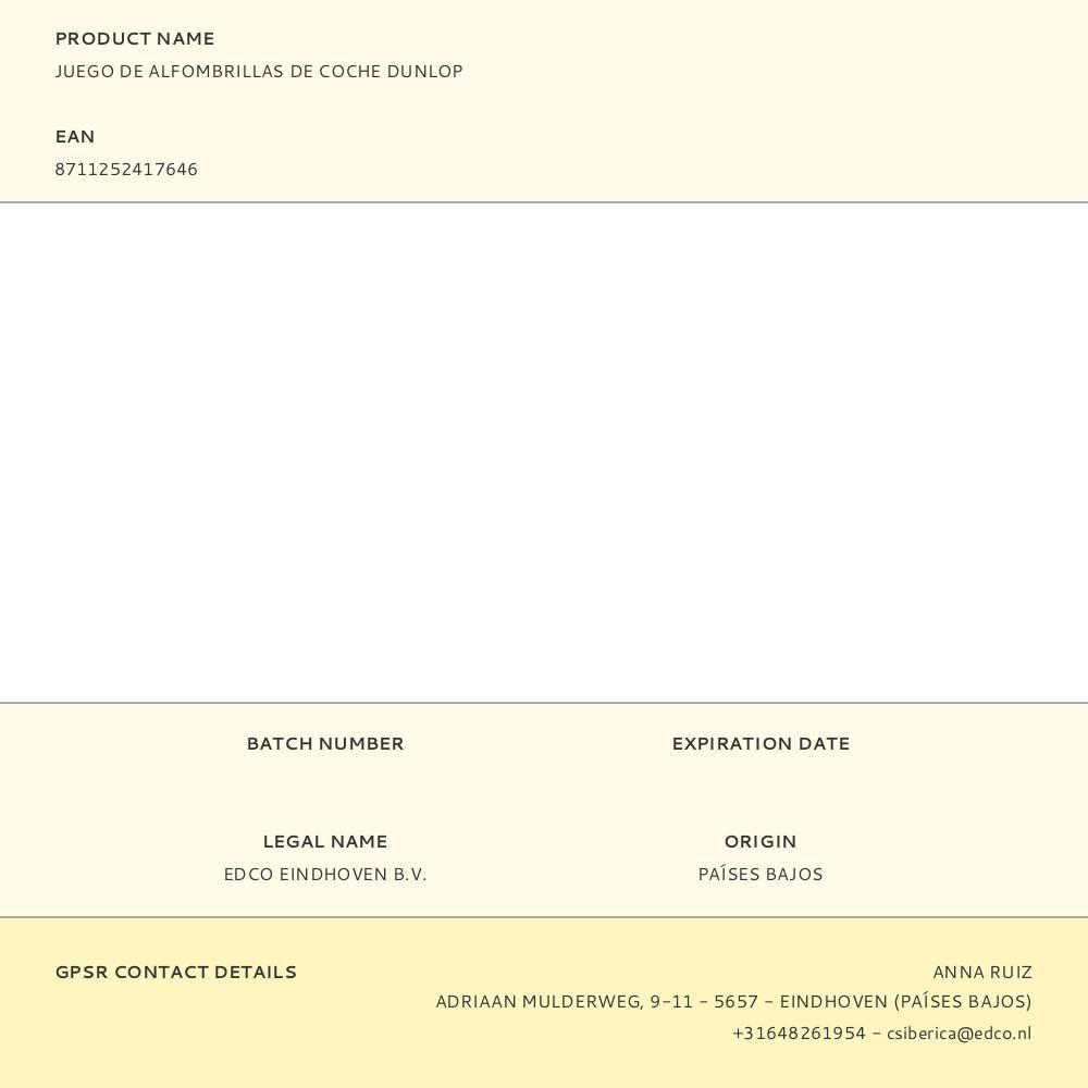 JUEGO DE ALFOMBRILLAS DE COCHE DUNLOP gallery 2