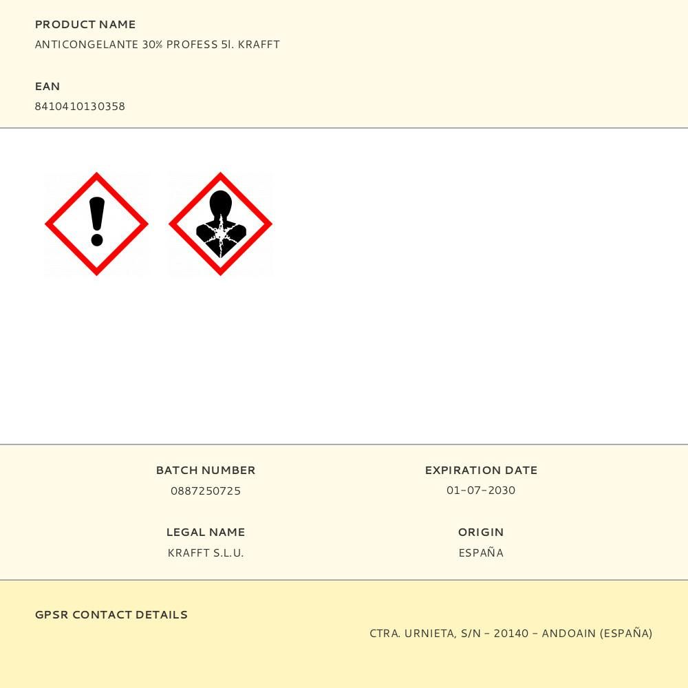 ANTICONGELANTE 30%, PROFESSIONAL, 5 L, AMARILLO gallery 0