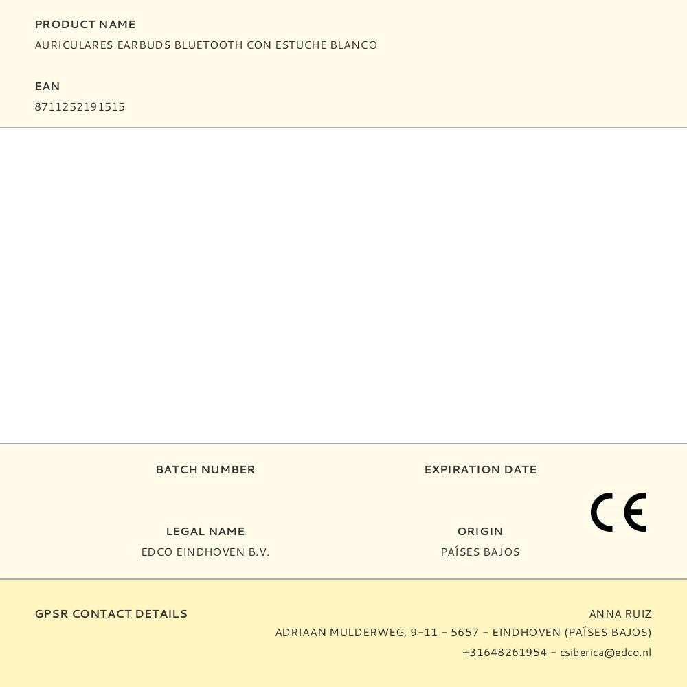 AURICULARES EARBUDS BLUETOOTH CON ESTUCHE BLANCO gallery 5